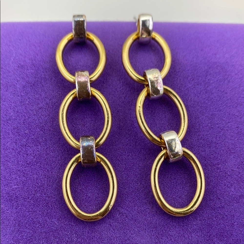 💛 Elegant Gold & Silver Plated Hoop Stud Earrings